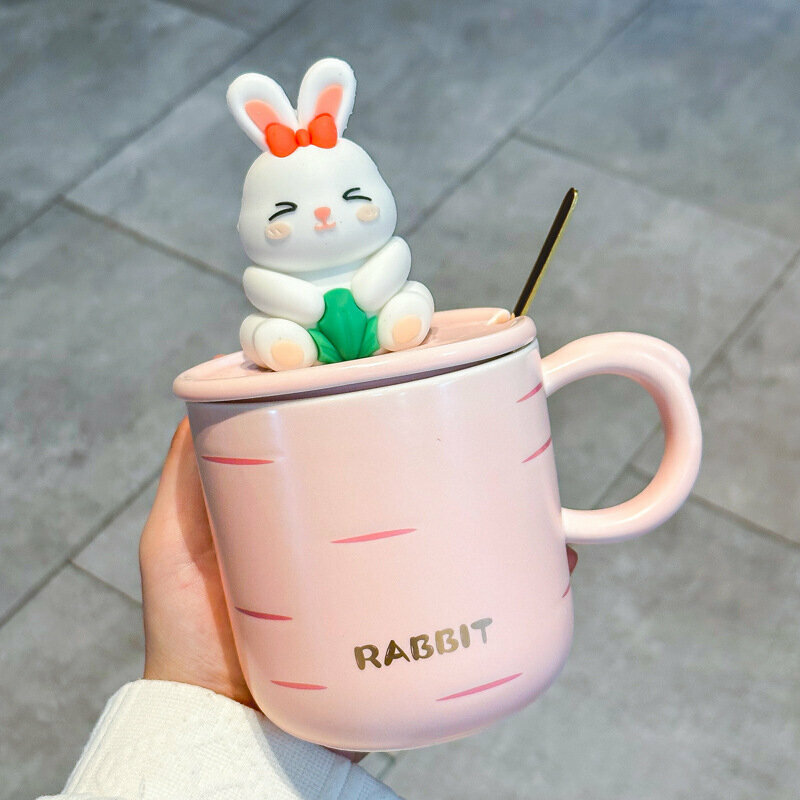 Hot recommended personalized creative ceramic cup water cup (pink 420ml)