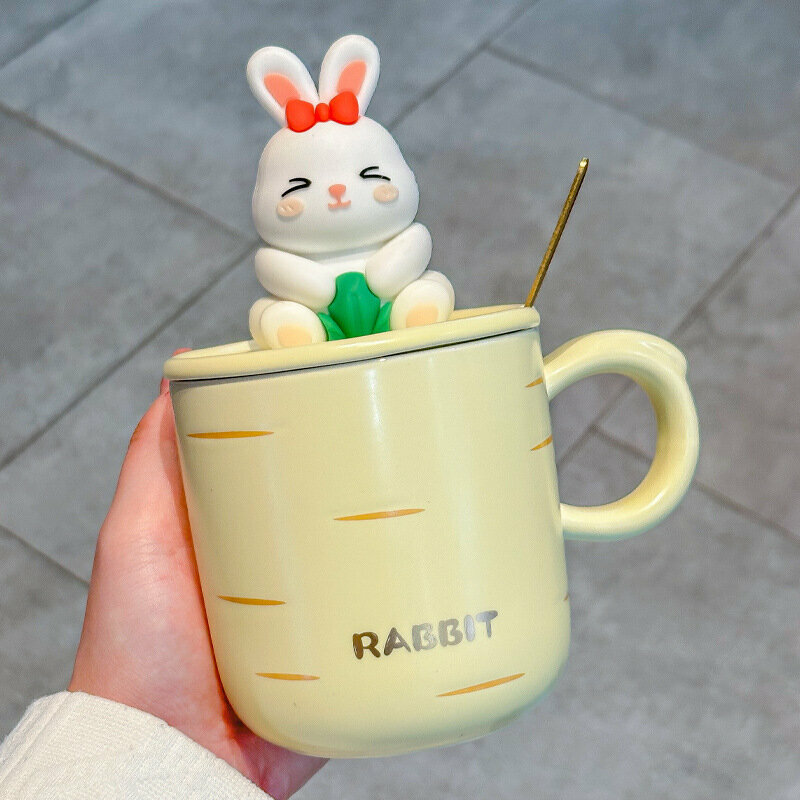 Hot recommended personalized creative ceramic cup water cup (yellow 420ml)