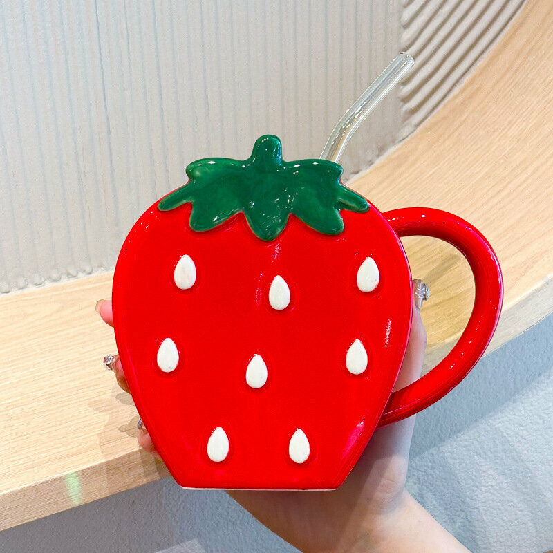 Hot recommended personalized creative ceramic water cup (red 450ml)