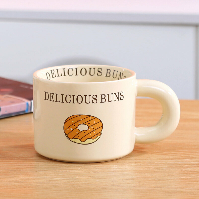 Hot Recommendation [2 Pack] Personalized Creative Ceramic Cup Water Cup (Donut-No Cover 338ml)