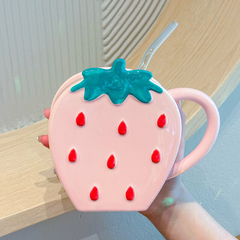 Hot Recommended Personalized Creative Ceramic Cup Water Cup (Pink 450ml)