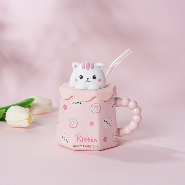 Hot Recommended Cartoon Ceramic Mug (Little Kitten)