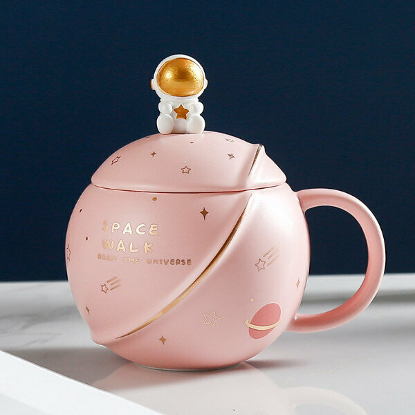 Hot push planet ceramic mug (301-400ml) (pink)