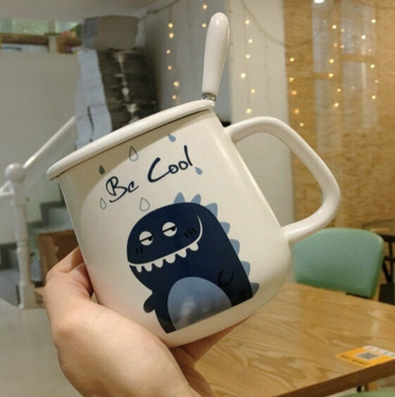 Hot push ceramic water cup Be COOL [with ceramic lid + spoon] [Capacity: 501mL]