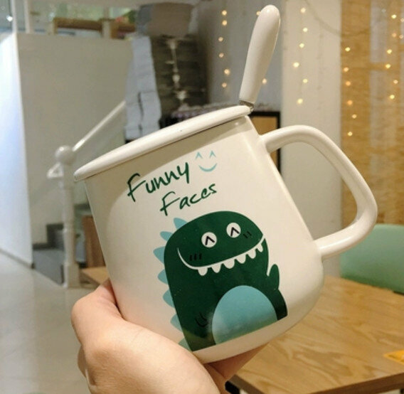 Hot push ceramic water cup Fuhhy [with ceramic lid + spoon] [Capacity: 501mL]