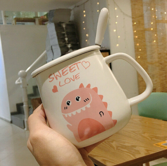 Hot push ceramic water cup SWEET love [ceramic lid + spoon] [capacity: 501mL]