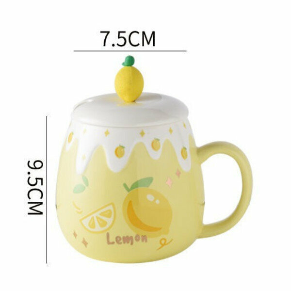 Hot recommendation cute ceramic mug (401-500ML) (lemon) (regular spoon)