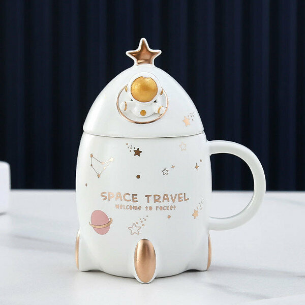 Hot Push Rocket Ceramic Mug (White)