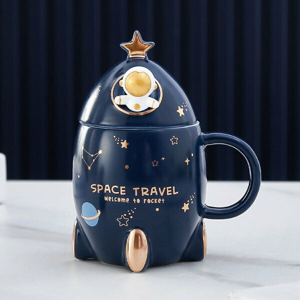 Hot push rocket ceramic mug (dark blue)