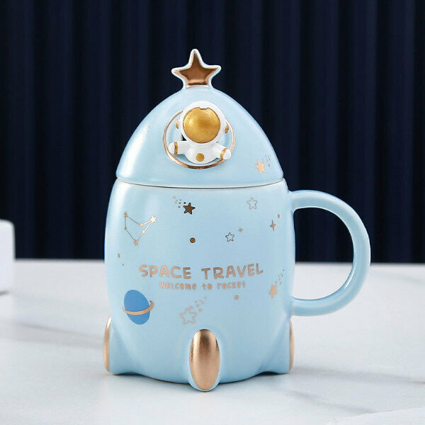 Hot push rocket ceramic mug (light blue)