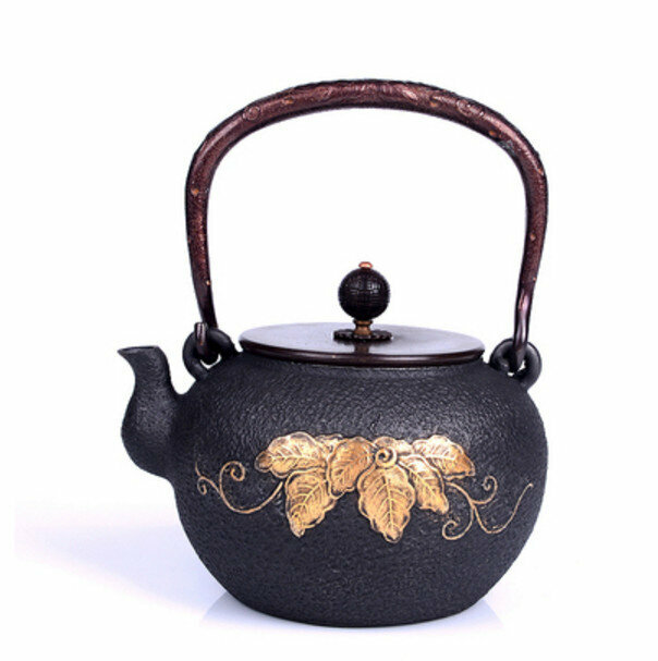 熱推鐵壺煮茶壺燒水壺(1.0L鎏金福口葉老壺)