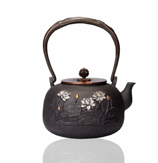 熱推鐵壺煮茶壺燒水壺(1.0L鎏金荷塘老壺)