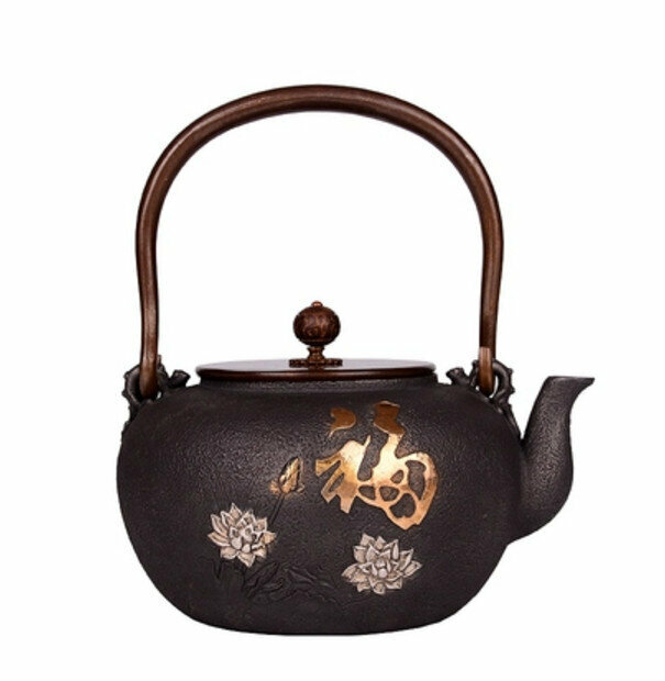 熱推鐵壺煮茶壺燒水壺(1.2L鎏金福老壺)