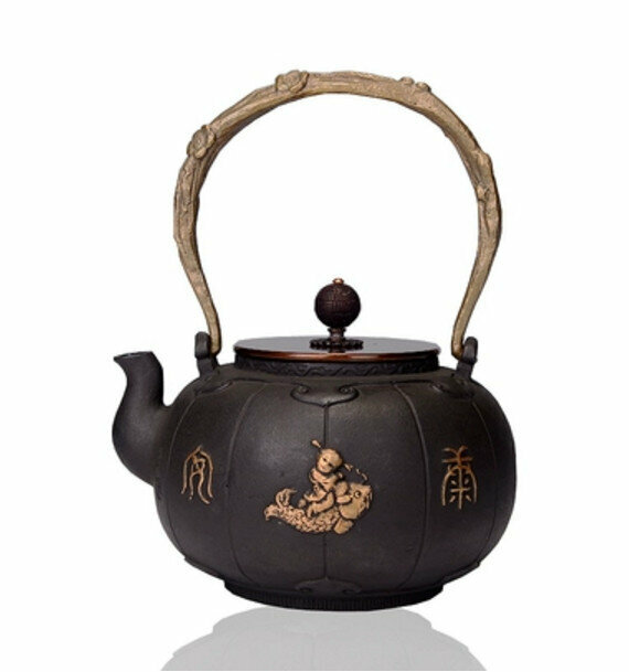 熱推鐵壺煮茶壺燒水壺(1.2L鎏金如意燈籠老壺)