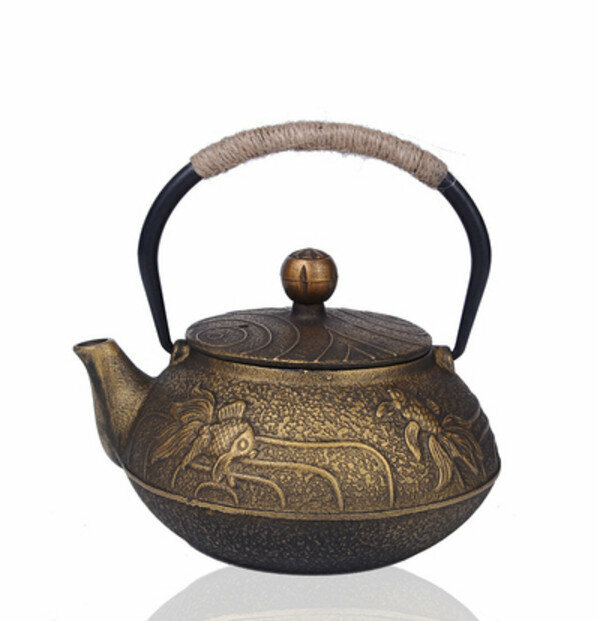 熱推鐵壺煮茶壺燒水壺(0.8L金魚帶茶網)