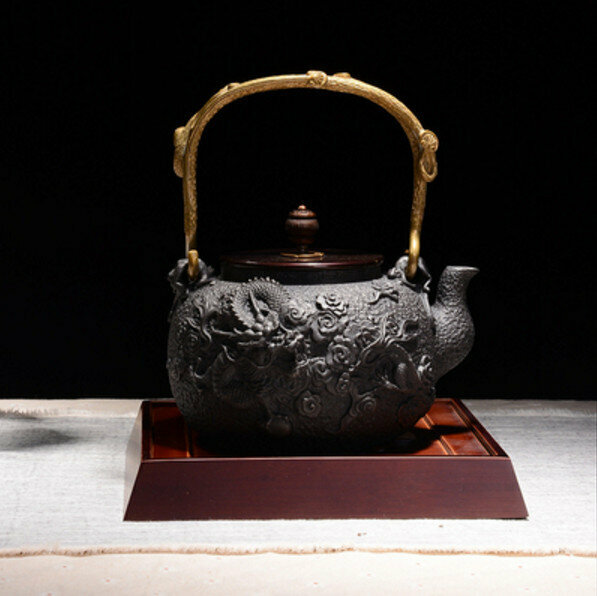 熱推鐵壺煮茶壺燒水壺（1.2L原色飛龍）