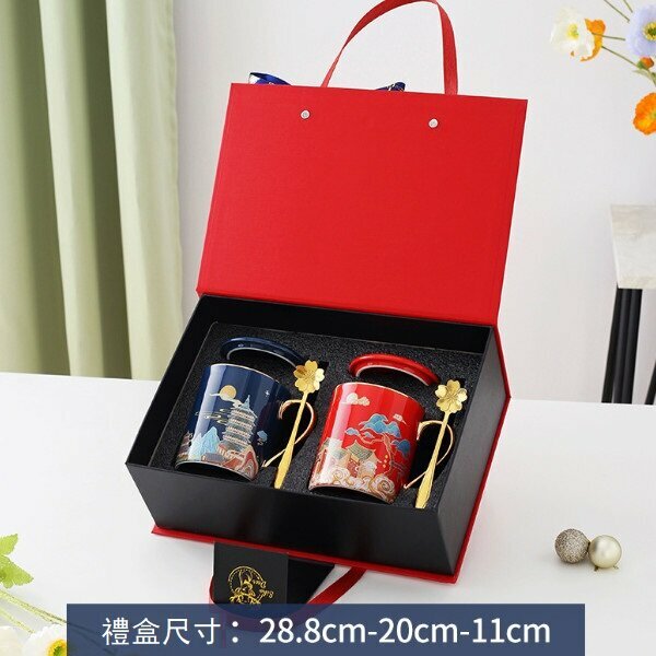 Hot recommended ceramic mug in gift box (red gift box and mug set)