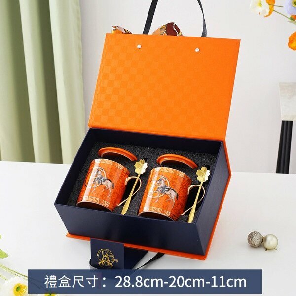 Hotly recommended ceramic mug in gift box (orange gift box, orange mug set)