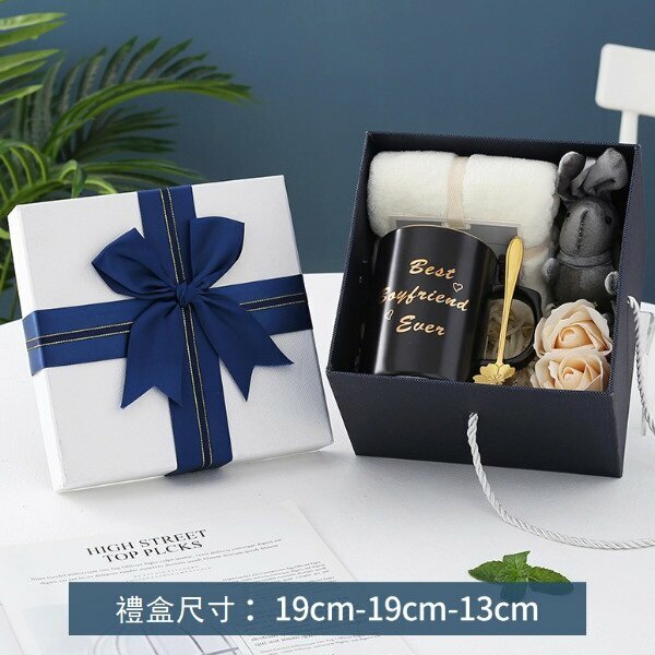 Hot recommended gift box ceramic cup (pink gift box matte black cup set) (301-400ml)