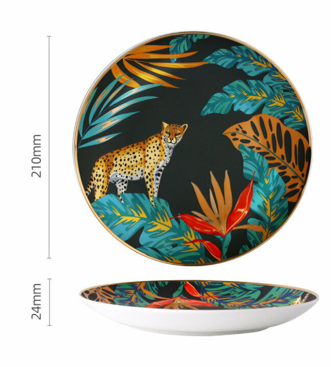 Hot style Western plate and tableware set (8-inch single plate with dark fragrance and sparse shadow)