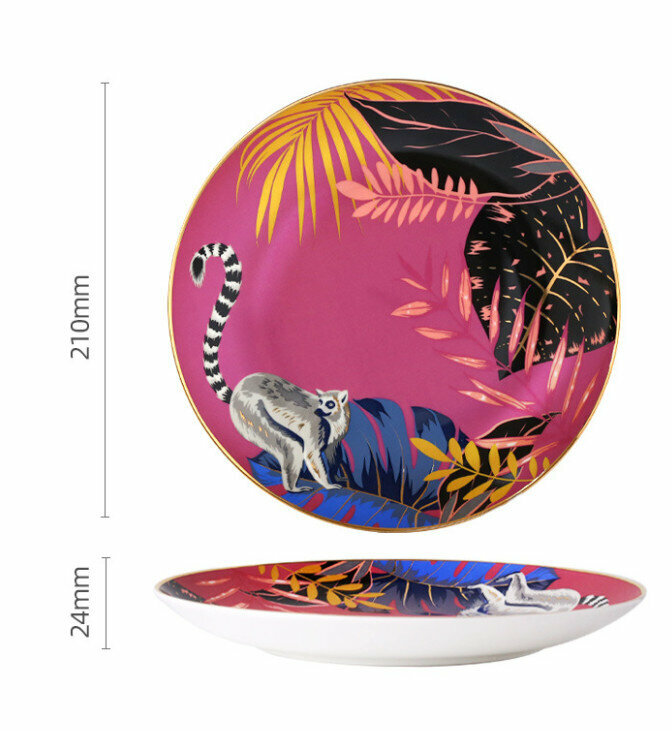 Hot style Western food plate and tableware set (8-inch single plate with flying flowers and butterflies dancing)