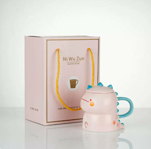 Popular cute dinosaur mug [dinosaur gift box in light pink]