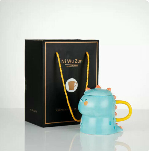 Popular Cute Dinosaur Mug Water Cup [Dinosaur Gift Box Sky Blue]