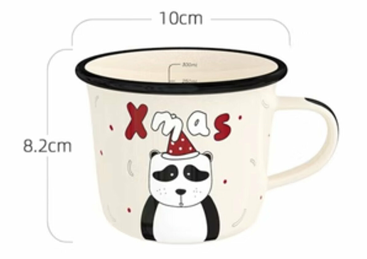 Popular ceramic water cup [Christmas Panda] [top width 10cm*height 8.2cm]