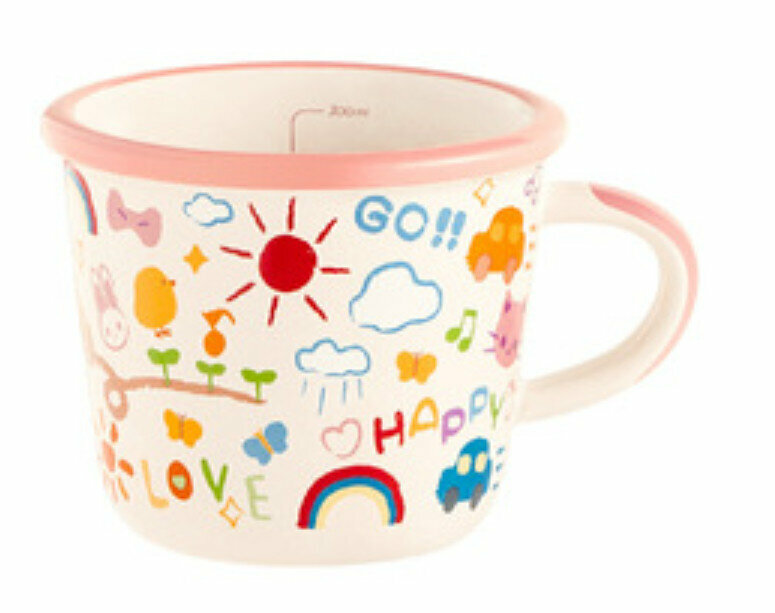 Popular ceramic water cup [Crayon Weather Pink] [Top width 10cm*Height 8.2cm]