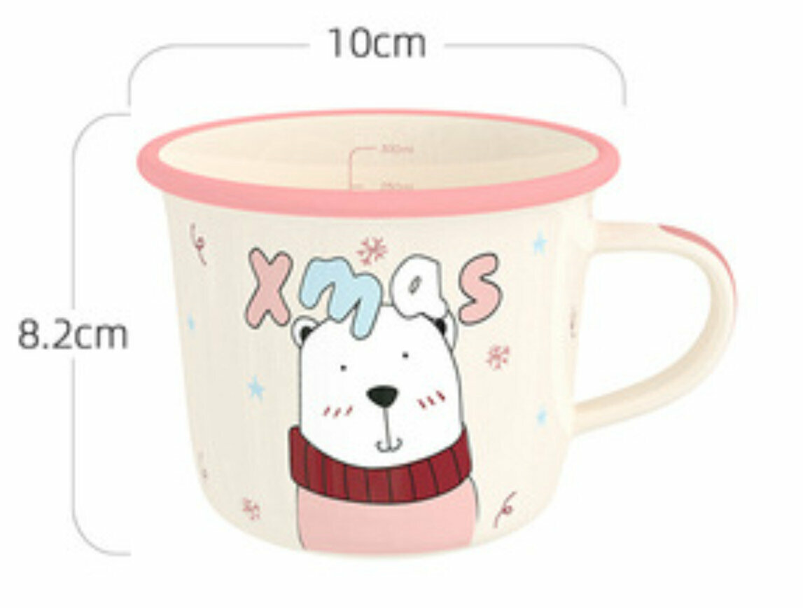 Popular ceramic water cup [Christmas White Bear] [top width 10cm*height 8.2cm]