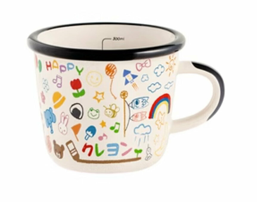 Popular ceramic water cup [Crayon Weather Black] [Top width 10cm*Height 8.2cm]
