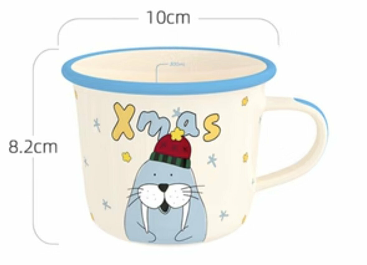 Popular ceramic water cup [Christmas Walrus] [top width 10cm*height 8.2cm]