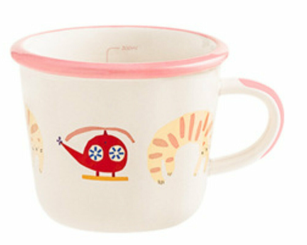 Popular ceramic water cup [Airplane Cat] [top width 10cm*height 8.2cm]