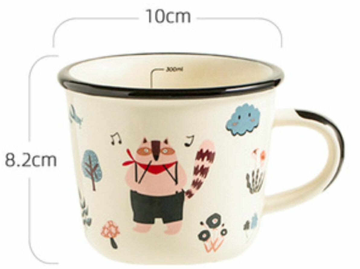 Popular ceramic water cup [Raccoon] [top width 10cm*height 8.2cm]