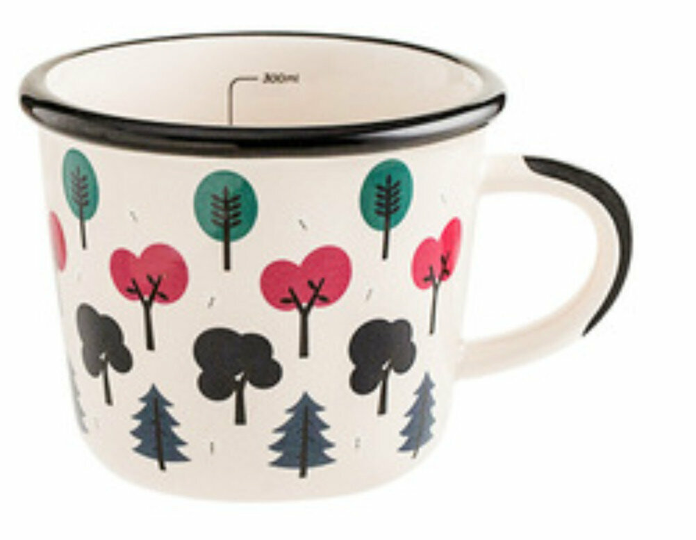 Popular ceramic water cup [Forest C] [top width 10cm*height 8.2cm]