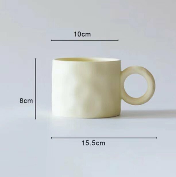 Hot style hand pinch pattern big ear mark water cup [cream yellow solid color]