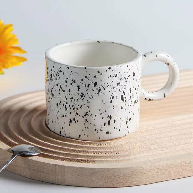 Popular style hand-printed large-ear mark water cup [black splash ink]