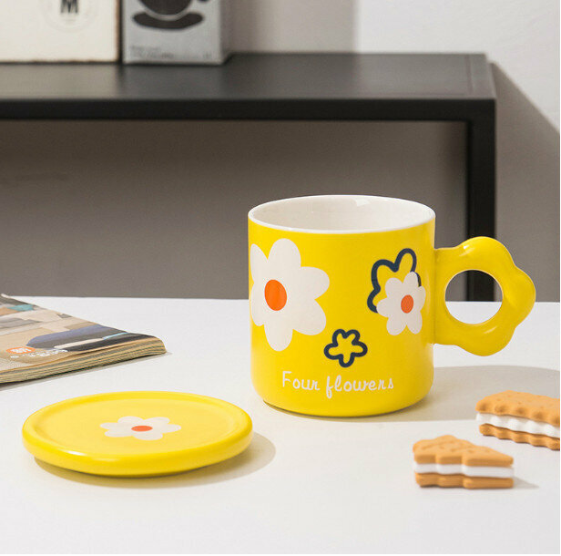 New ceramic water cup [yellow capacity 330ml]
