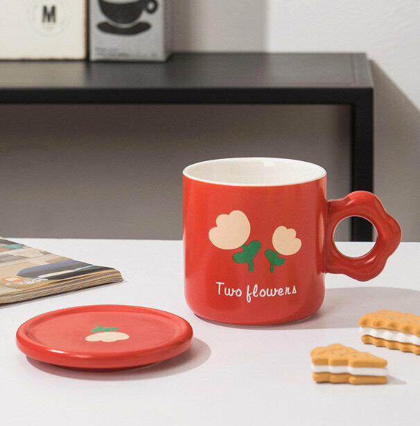 New ceramic water cup [red capacity 330ml]