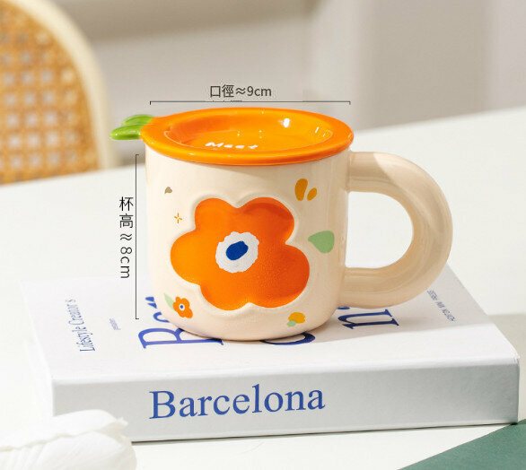 New ceramic water cup [orange blossom capacity 320ml]