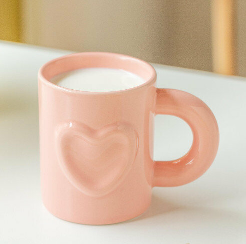 New ceramic water cup [pink capacity 300ml]