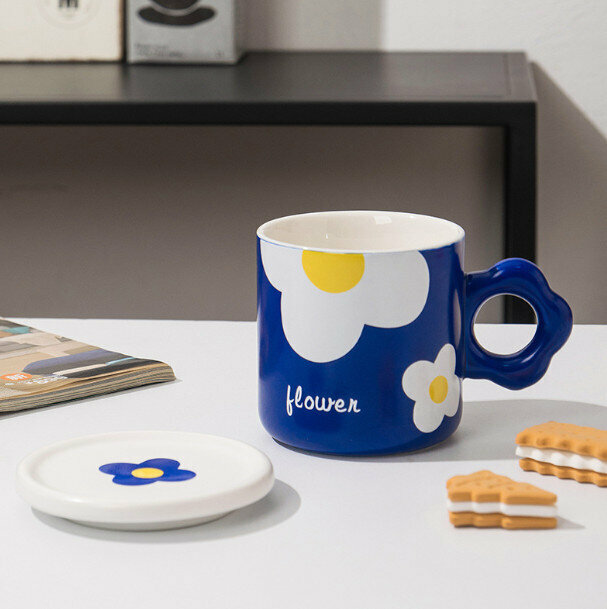 New ceramic water cup [blue capacity 330ml]