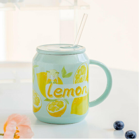 New ceramic water cup [blue-green capacity 450ml]