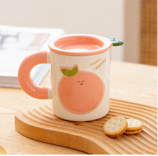 New ceramic water cup [peach capacity 320ml]