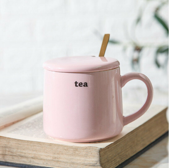 New ceramic water cup [pink capacity 301-400ml]