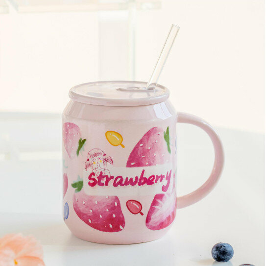 New ceramic water cup [pink capacity 450ml]
