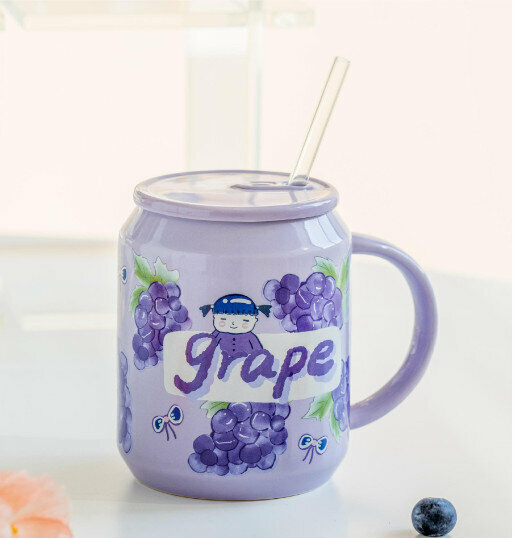 New ceramic water cup [purple capacity 450ml]
