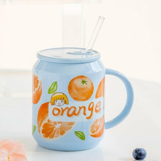 New ceramic water cup [light blue capacity 450ml]