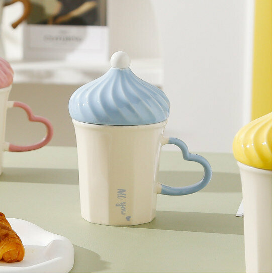 New ceramic water cup [blue capacity 260ml]