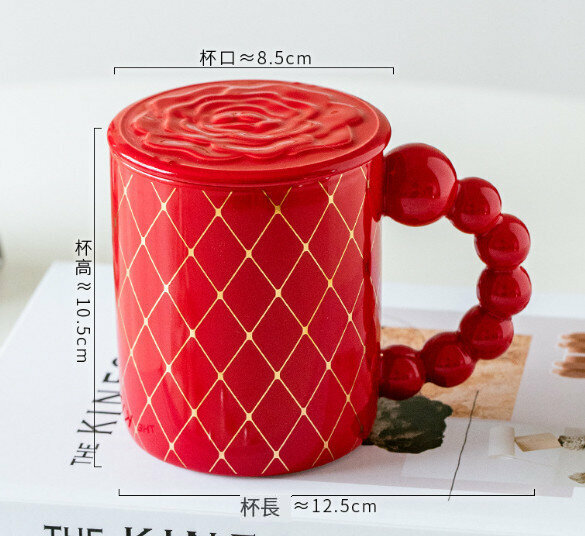 New ceramic water cup [red capacity 400ml]
